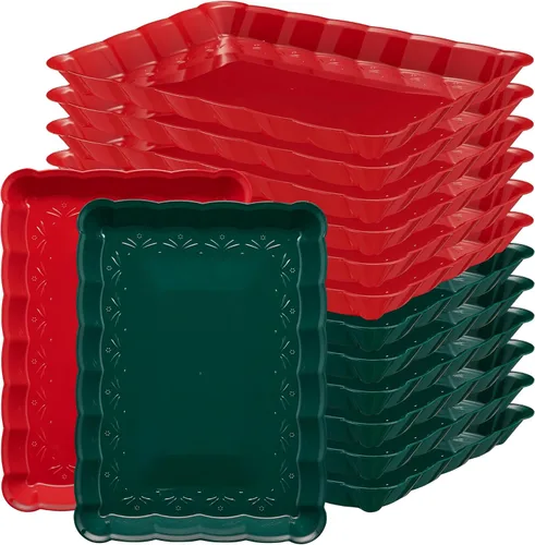 Miniatura 27 de Plasticpro - Bandejas de plástico para servir, rectangulares, 9 x 13 pulgadas, plato desechable para fiesta, incluye 4 bandejas Transparente