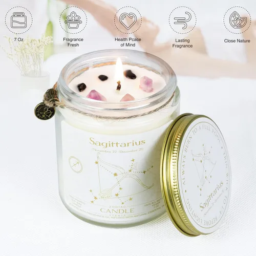 Miniatura 2 de Velas de Signo del Zodiaco, Velas con Signo de Cristal del Zodiaco, Velas Perfumadas de Astrología Regalos para Mejores Amigos para Mujeres, Hombres