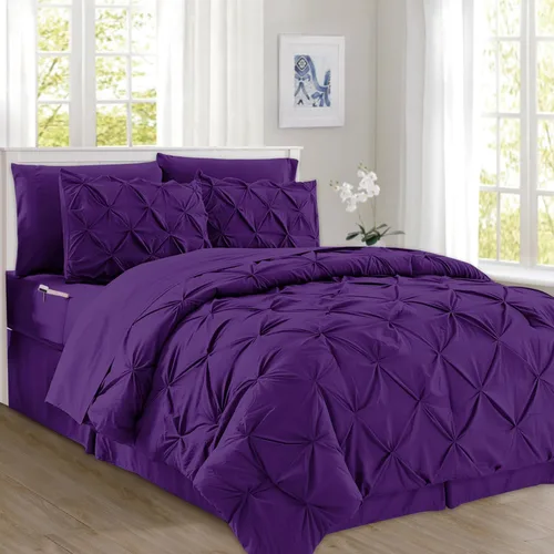 Miniatura 19 de Elegant Comfort Juego de edredón con pliegues pinzados de 8 piezas - Cama completa en una bolsa para todas las estaciones, incluye juego de sábanas