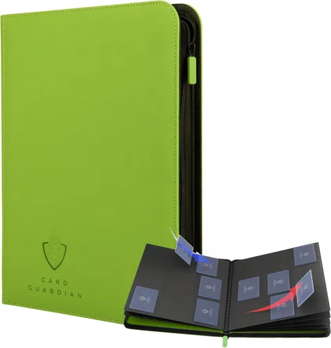 Miniatura 15 de Card Guardian - Carpeta Premium de 9 Bolsillos con Cremallera para 360 Cartas de Juegos de Cartas Coleccionables TCG (Verde) Bolsillos de Carga