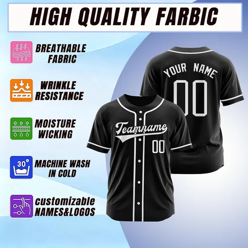 Miniatura 3 de Camiseta de béisbol personalizada, nombre de béisbol personalizado, logotipo de número, camiseta de béisbol personalizada para hombres, mujeres