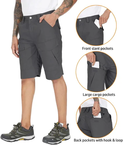 Miniatura 4 de NAVEKULL Pantalones cortos tácticos para hombre, camuflaje al aire libre, senderismo, Rip Stop militar, cargo