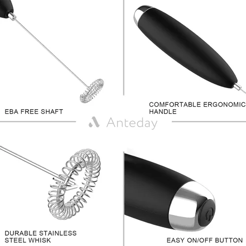 Miniatura 2 de Anteday Espumador de Leche Eléctrico de Mano, Varita Espumadora para Café, Funciona con Baterías (No Incluidas), Mezclador de Bebidas, Batidor