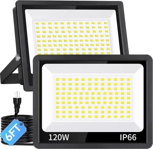 Miniatura 10 de Luz de inundación LED de 200 W para exteriores con enchufe+cable de 10 pies, luz de seguridad súper brillante de 24000 lúmenes, luz de trabajo LED