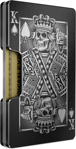 Cartera de aluminio grabada para hombre, clip delgado para dinero y tarjetero con acabado grabado. Bloqueo RFID mejorado, carteras compactas, únicas