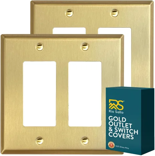 Miniatura 30 de Rio Salto Colección Signature BRAS Signature Colección de tamaño mediano de metal dorado con interruptores de palanca doble para luz de pared