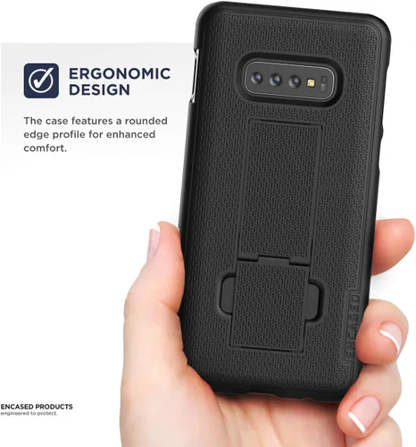 Miniatura 5 de Encased Funda con clip para cinturón Galaxy S10 (2019 DuraClip) Funda de agarre delgada con funda para Samsung S10 (negro)