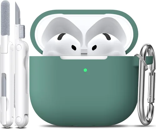 Miniatura 32 de R-fun Funda para AirPods 4 con kit de limpieza, funda protectora completa de silicona suave, compatible con AirPods 4 Gen, verde bosque C Bosque