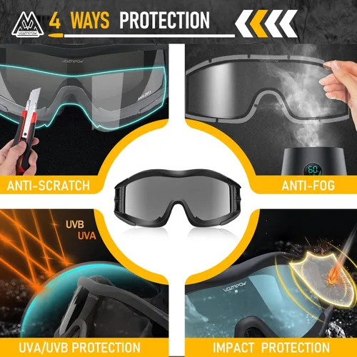 Miniatura 2 de Airsoft - Gafas de seguridad antivaho con certificación ANSI Z87.1, resistentes a los impactos, gafas de tiro tácticas Lente de doble capa P1