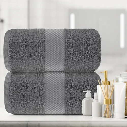 Miniatura 9 de White Classic Juego de toallas de 8 piezas color gris oscuro [2 toallas de baño, 2 toallas de mano, 4 toallas faciales] y 2 toallas de baño gris