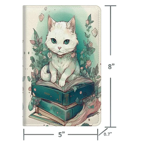 Miniatura 2 de Librería de gato flores lindos libros de servidor para camarera, cartera de cuero para camarero con bolsillo para dinero, 5 x 8 camareras soporte