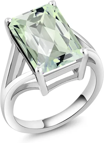 Miniatura 31 de Gem Stone King Anillo de compromiso solitario con piedra preciosa de corte esmeralda de 0.551 x 0.394 in para mujer, plata de ley 925, anillo
