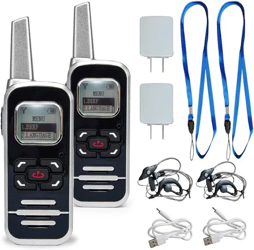 Miniatura 13 de T-M1 Super Mini Walkie Talkie para Adultos con Auriculares Pantalla LCD 3 Inches 35g Light Portable Two Way Radios for Restaurant Retail Workplace
