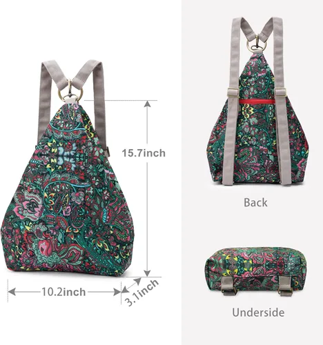 Miniatura 2 de Black Butterfly - Mochila prémium para mujer, estilo bohemio, casual, moderna, ligera y pequeña, verde (03-Green)