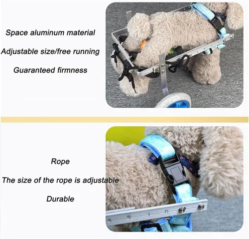 Miniatura 3 de Adjustable Dog Wheelchair for Back Legs - Lightweight 2-Wheel Pet Cart for Disabled Dogs, Durable Aluminum Pet Mobility Aid for Hind Leg Support and