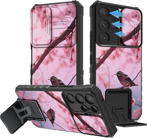 Miniatura 113 de Funda para Samsung Galaxy S22 Ultra 5G, Galaxy S22 Ultra con cubierta de cámara deslizante, funda resistente de doble capa con función atril Black