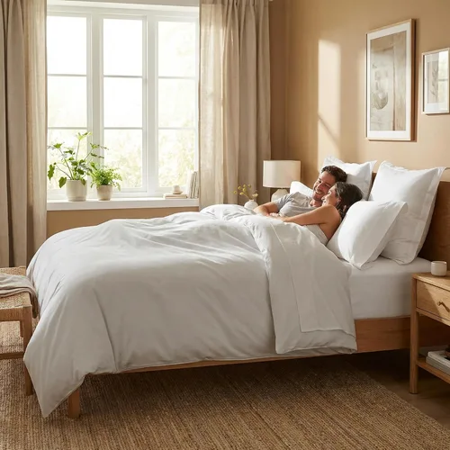 Miniatura 2 de Perú Pima – Juego de sábana de cama de 285 hilos – 100 % algodón peruano Pima – De percal Blanco
