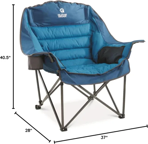 Miniatura 3 de Guide Gear Silla de campamento acolchada extragrande de gran tamaño, portátil, plegable, sillas grandes de descanso de campamento y playa para Azul