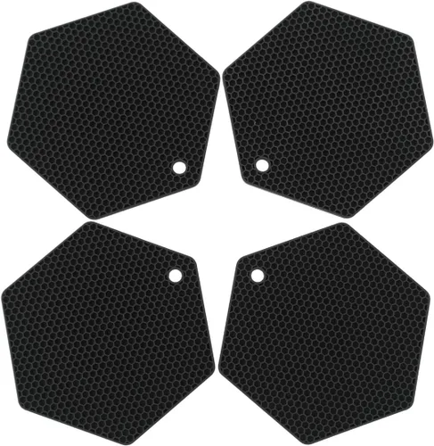 Miniatura 11 de Paquete de 4 salvamanteles de silicona, tapete de secado de platos de diferentes tamaños, soporte para ollas y sartenes, almohadillas calientes