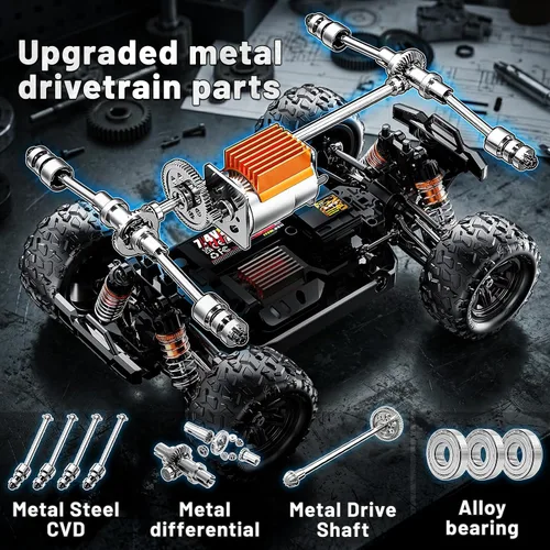 Miniatura 4 de Autos RC 1:18 4x4 Camión monstruo de alta velocidad para niños y adultos, vehículo de control remoto todoterreno de 22.4 mi/h, camión RC impermeable