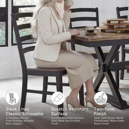 Miniatura 9 de Diseño de autor por Ashley Wildenauer Silla de comedor sin brazos, juego de 2, diseño de respaldo en escalera, 19 pulgadas de ancho x 23.25 pulgadas