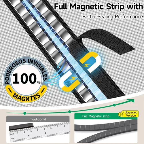 Miniatura 3 de HOFUDON Puerta mosquitera magnética mejorada, malla de fibra de vidrio resistente, imanes de tira completa de cierre rápido, cierre magnético