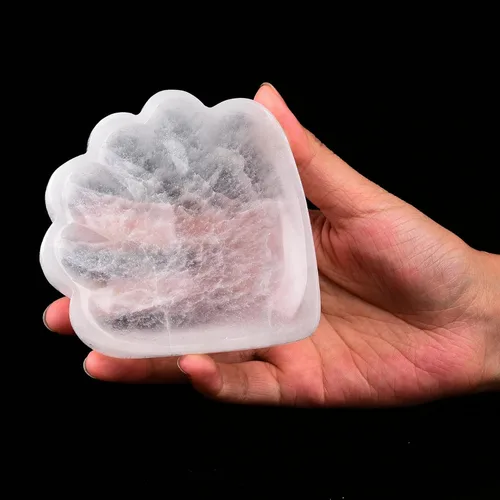 Miniatura 12 de AMOYSTONE Cuenco redondo de carga de selenita para piedras de cristal, 4 pulgadas, patrón de grabado de flor de la vida, 1, decoración del hogar