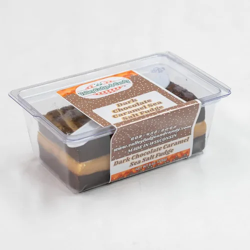 Miniatura 3 de Valley Fudge, Chocolate Oscuro con Caramelo y Sal Marina, Dulce de Azúcar Artesanal Fresco, Mantequilla Real, Dulce Gourmet, Paquete de Una Libra