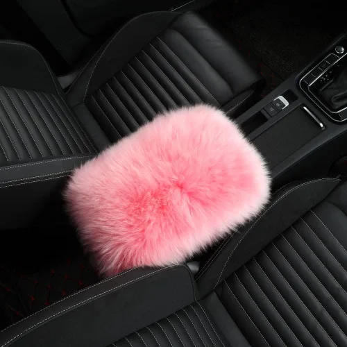 Miniatura 14 de IRIWOOL - Funda de reposabrazos de piel de oveja, cubierta de reposabrazos de auto, cojín suave de consola para coche, cubierta de consola central
