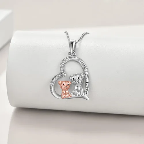 Miniatura 3 de Collar de cerdo de plata de ley S925, collar de cerdo de origami para mujer