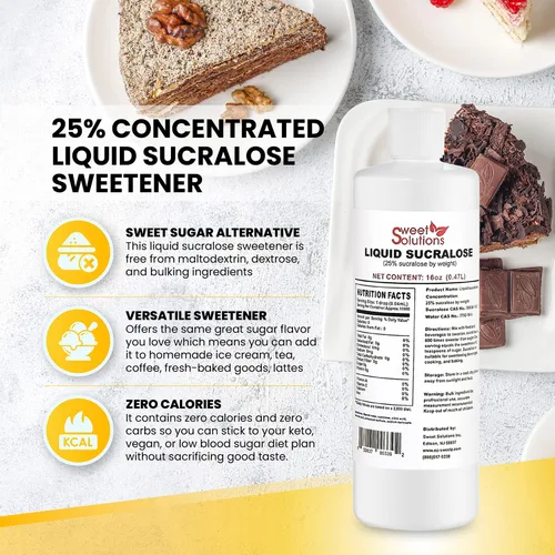 Miniatura 4 de Edulcorante líquido concentrado de sucralosa, alternativa al 25% de azúcar concentrada, 16 onzas a granel para bebidas, alimentos y pasteles, cero