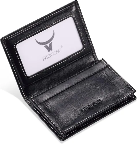 Miniatura 9 de Funda de piel para tarjetas de visita para hombres y mujeres, piel de becerro italiana Café