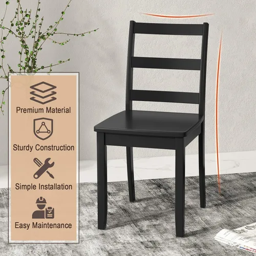Miniatura 5 de ERGOMASTER Juego de 4 sillas de comedor de madera, sillas de cocina de madera sin brazos con respaldo, sillas laterales de restaurante para estudio