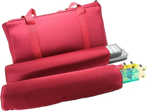 Miniatura 8 de Set Mahjong completo con 4 empujadores y bolso de borgoña de KT Mahjong, 166 bloques