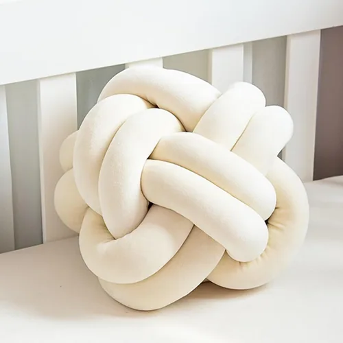 Miniatura 5 de Cojín de nudo hecho a mano, almohada de nudo de felpa suave, almohada decorativa, cojín redondo de bola (verde esmeralda, 11 pulgadas)