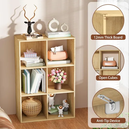 Miniatura 4 de Organizador de almacenamiento con panel trasero cerrado, estantes de madera de 13.5 pulgadas para cubículos, resistente, estantería para sala
