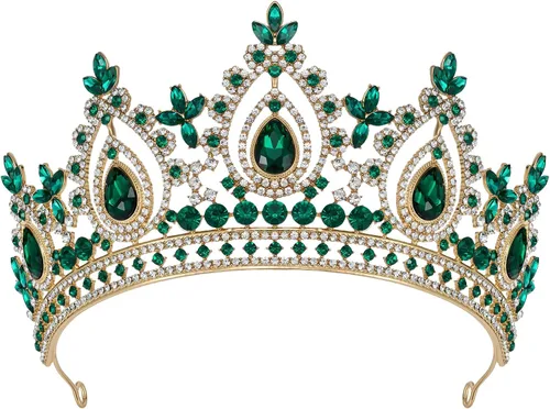SWEETV - Corona de reina para mujer, tiara nupcial para novias, tiara de princesa, diadema de quinceañera para concursos de belleza