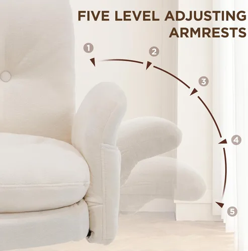 Miniatura 5 de FiveWillowise Silla cruzada con ruedas y reposabrazos, sillas giratorias ajustables, silla de escritorio moderna para oficina en casa con doble