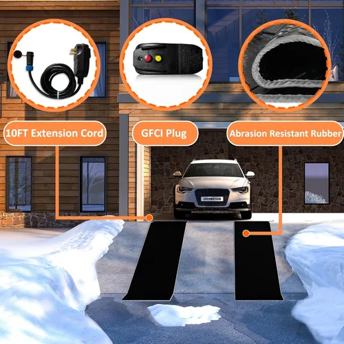 Miniatura 3 de Alfombrillas térmicas para derretir nieve al aire libre, alfombrilla de goma térmica antideslizante de 10" x 30" para hielo, velocidad