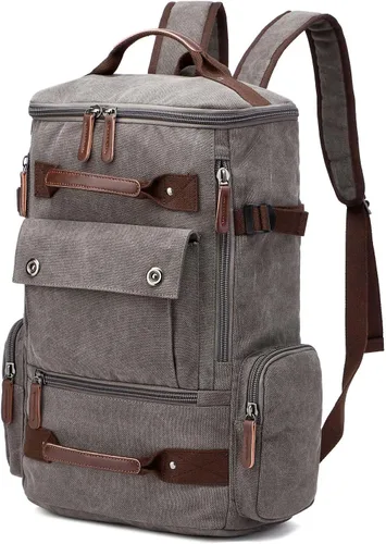 Miniatura 7 de Mochila de lona vintage Mochila de viaje casual Mochila de 15.6 pulgadas para laptop Mochila de senderismo camping