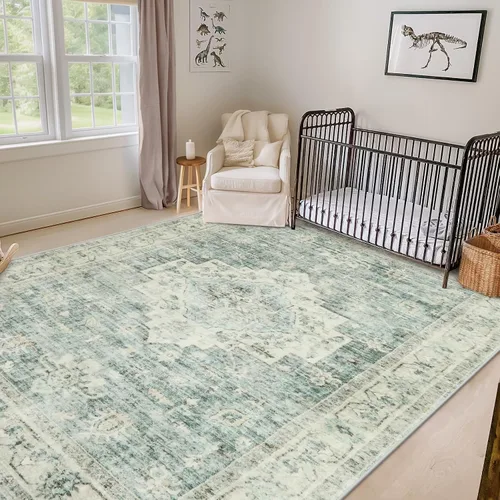 Miniatura 12 de LIVEBOX Alfombra lavable de 5 x 7 pies, para sala de estar, dormitorio, antideslizante, estilo bohemio, para interiores, para comedor, oficina
