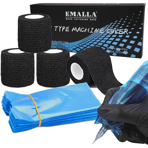 Miniatura 8 de 200 bolsas para bolígrafos de tatuaje, fundas para bolígrafos para máquina de tatuaje, fundas para bolígrafos de tatuaje, cinta azul Azul+200 piezas
