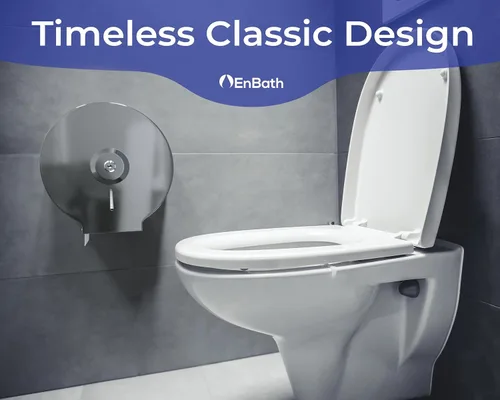 Miniatura 6 de EnBath - Dispensador de papel higiénico gigante para montaje en pared, acero inoxidable, acero inoxidable, dispensador de baño con bloqueo para Plata