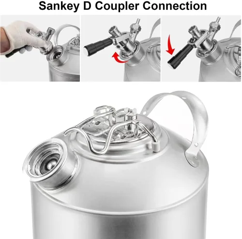Miniatura 4 de Barril de limpieza de 1.6 galones con sistema D Sankey Puertos, Barril de lavado con base de goma para limpieza de líneas de cerveza