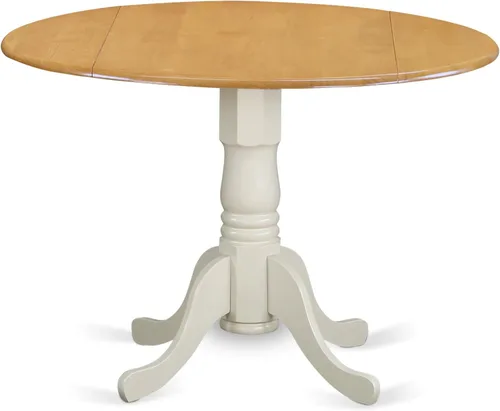 Miniatura 22 de East West Furniture DLT-BLK-T mesa de comedor redonda - con tapa redonda y 2 hojas desplegables y pata de pedestal, 42x29.5 pulgadas, acabado negro