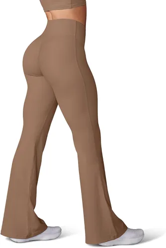 HEGALY Pantalones de yoga acampanados para mujer, leggings cruzados, suaves, de cintura alta, pantalones casuales de entrenamiento con corte de bota
