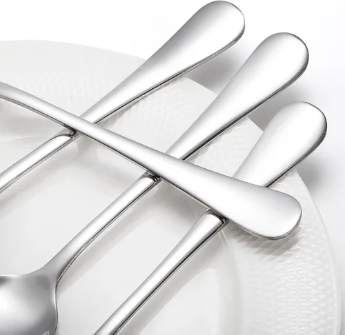 Miniatura 4 de Juego de 30 cucharadas grandes de acero inoxidable de grado alimenticio de 8 pulgadas, cuchara de sopa de metal para el hogar, cocina o restaurante