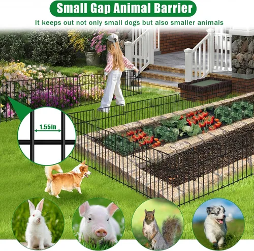 Miniatura 3 de Cerca de jardín de 14 pies (L) x 20 pulgadas (H), barrera para animales, cercado, paquete de 10, alambre de metal a prueba de óxido, bloqueador