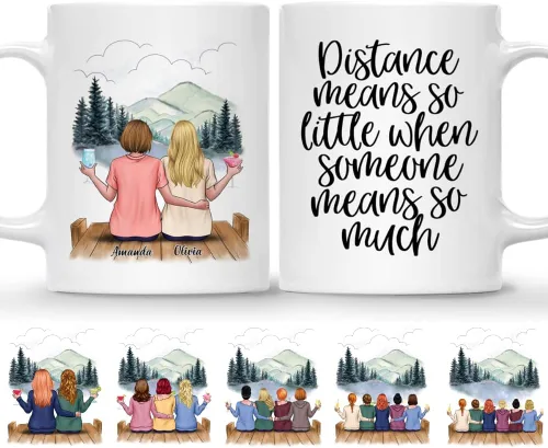 Gossby Taza de Café Personalizada de Amistad - Regalo Personalizado de Larga Distancia para Mujeres Mejores Amigas con Diseño, Nombre - Navidad,