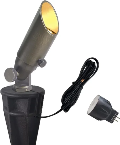 Miniatura 11 de COLOER Foco de paisaje de latón de bajo voltaje (negro) paquete de 1 con carcasa de aluminio de 5 W, foco LED MR16 2700K 450LM CRI85+, iluminación